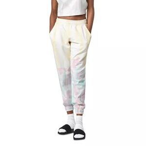 ALLSAINTS Pippa Tie Dye Jogger Pants Size 6 Pull On Yellow Pink Elastic Pockets
